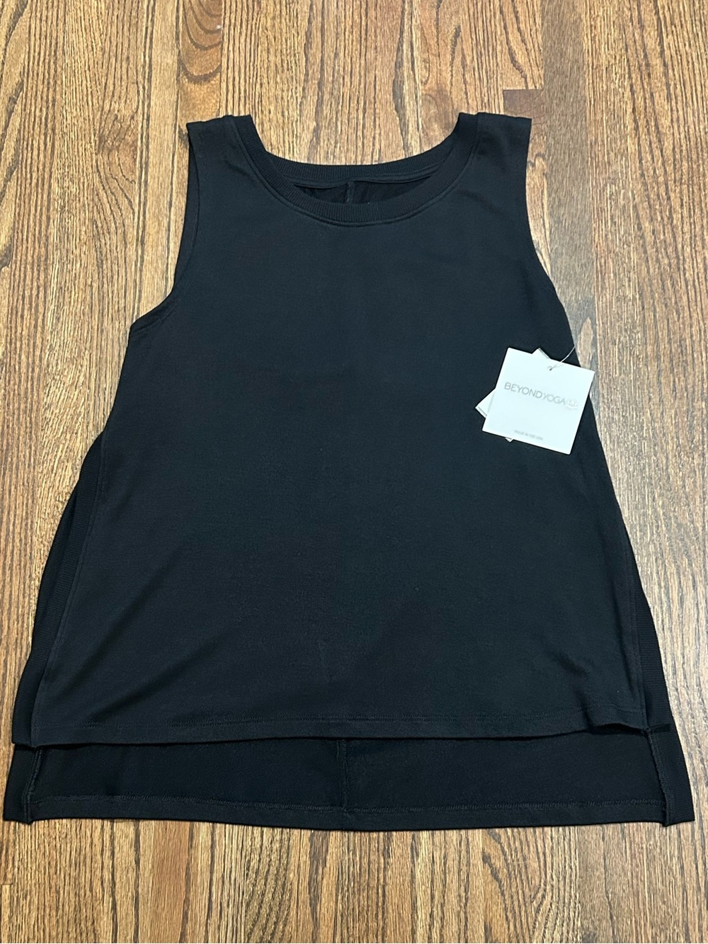 NWT Beyond Yoga Black Modal Blend Tank Top Side Slits